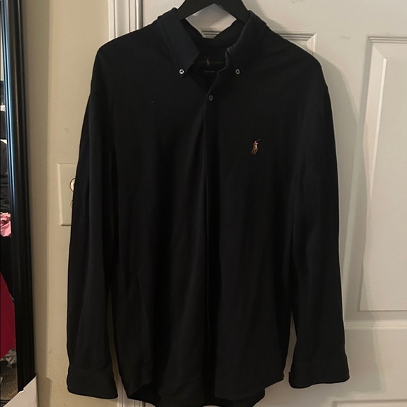 Polo Ralph Lauren Tops - Ralph Lauren- Women’s Black Polo Shirt with Embroidered Logo, Size Large